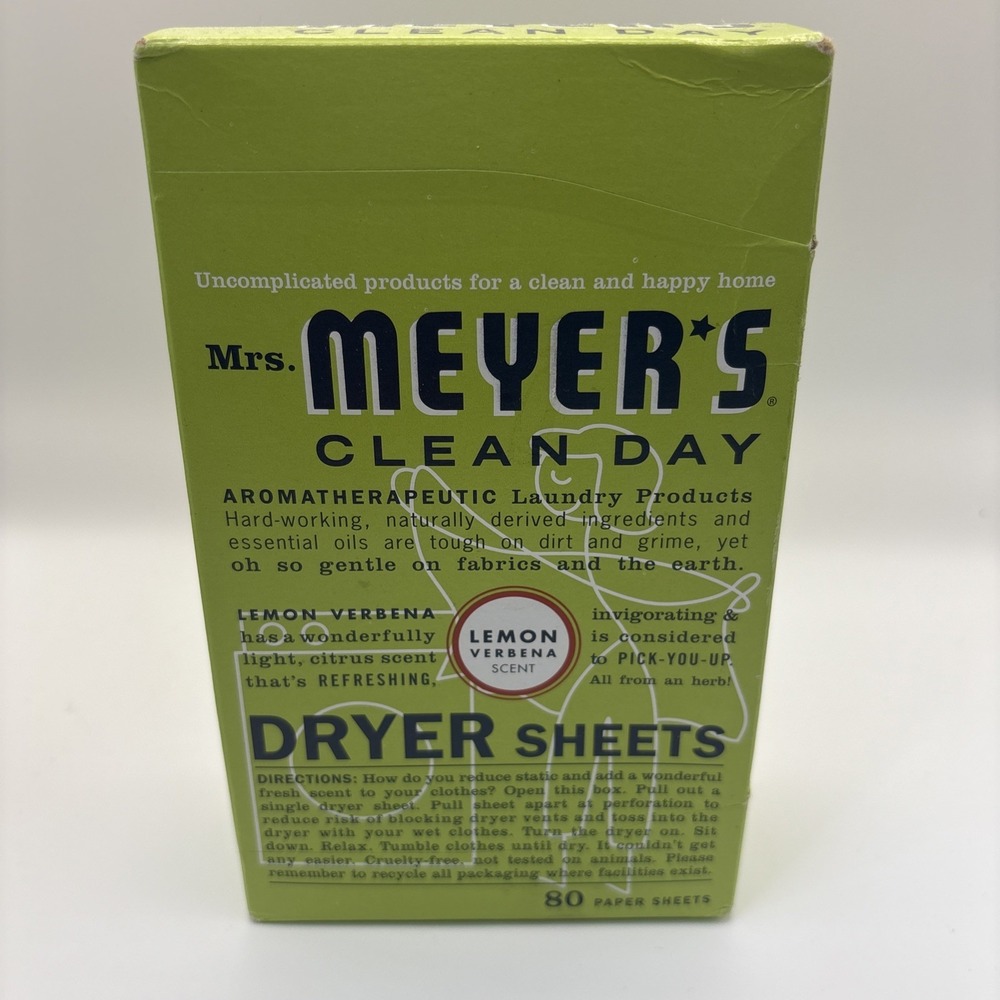 Mrs. Meyer's Clean Day Dryer Sheets Lemon Verbena 80 Sheets NEW